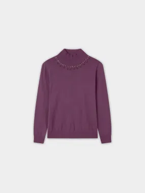 Beaded Turtleneck-Purple