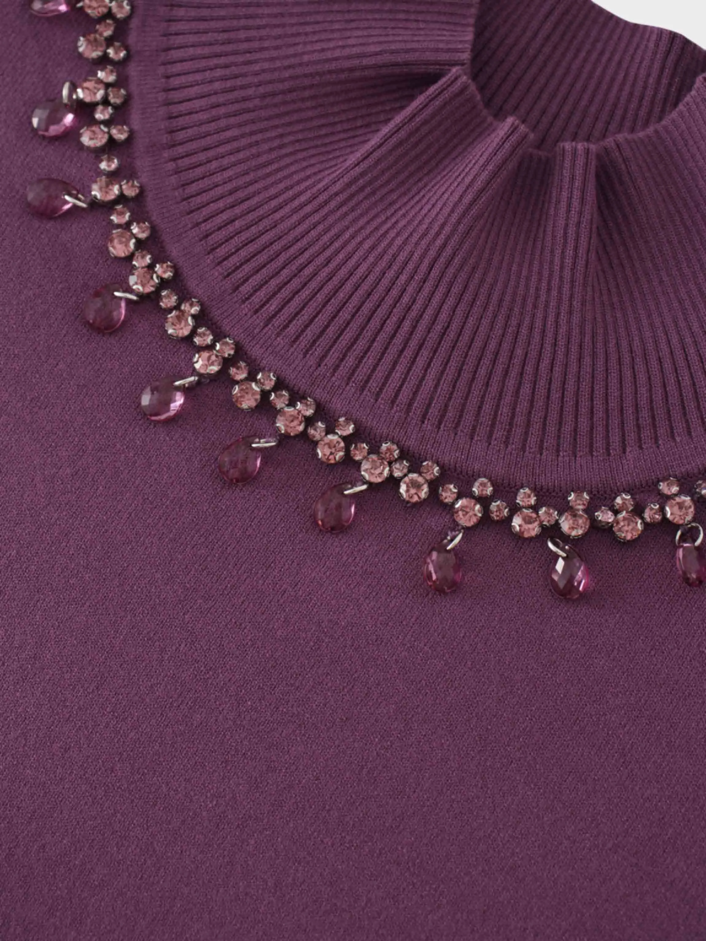 Beaded Turtleneck-Purple