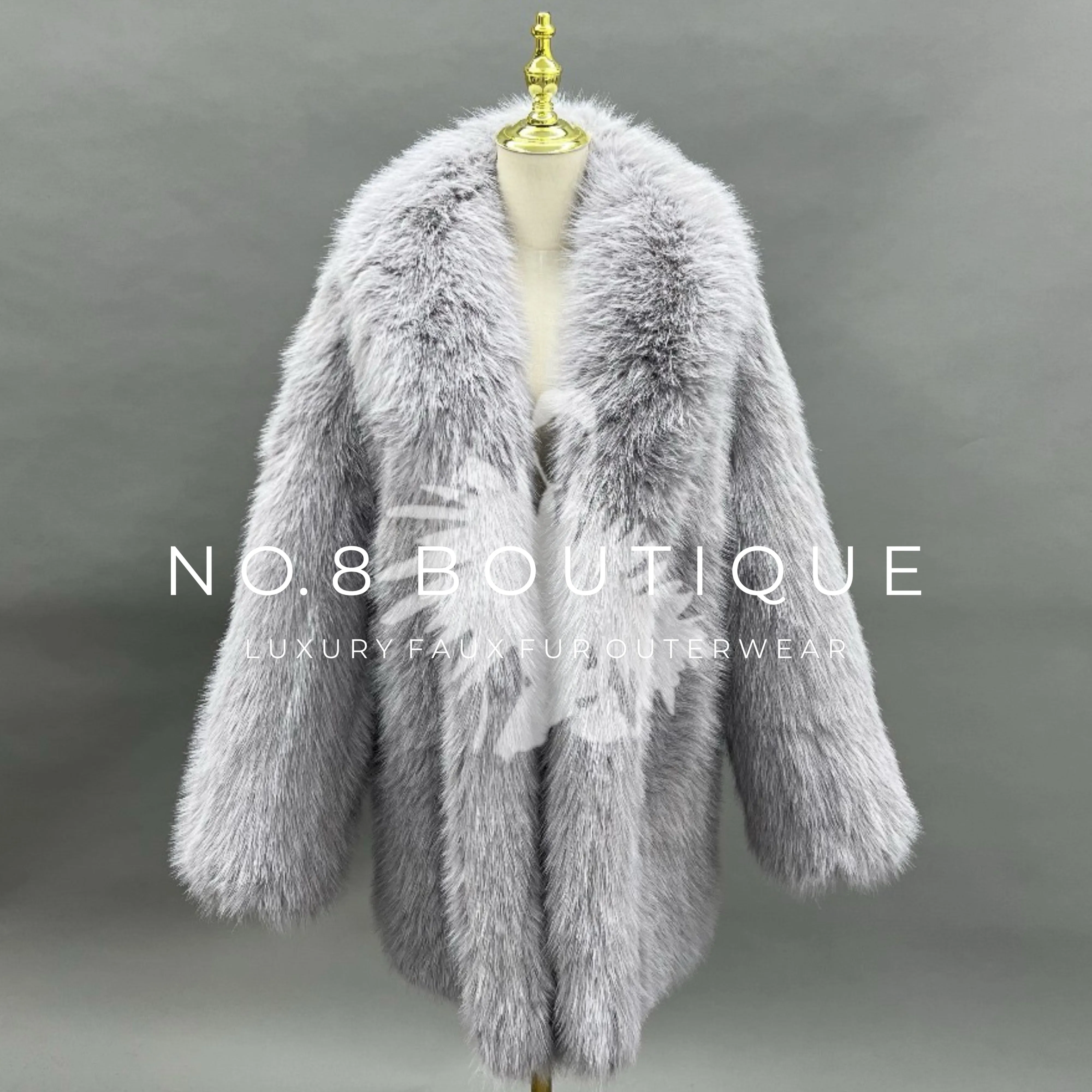 Berlin Collar Long Faux Fur Coat