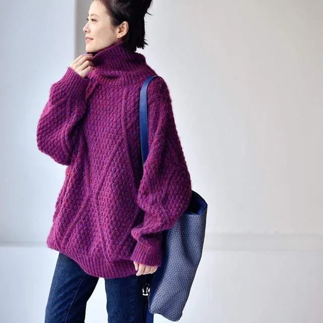 Bethany Purple Cable Sweater