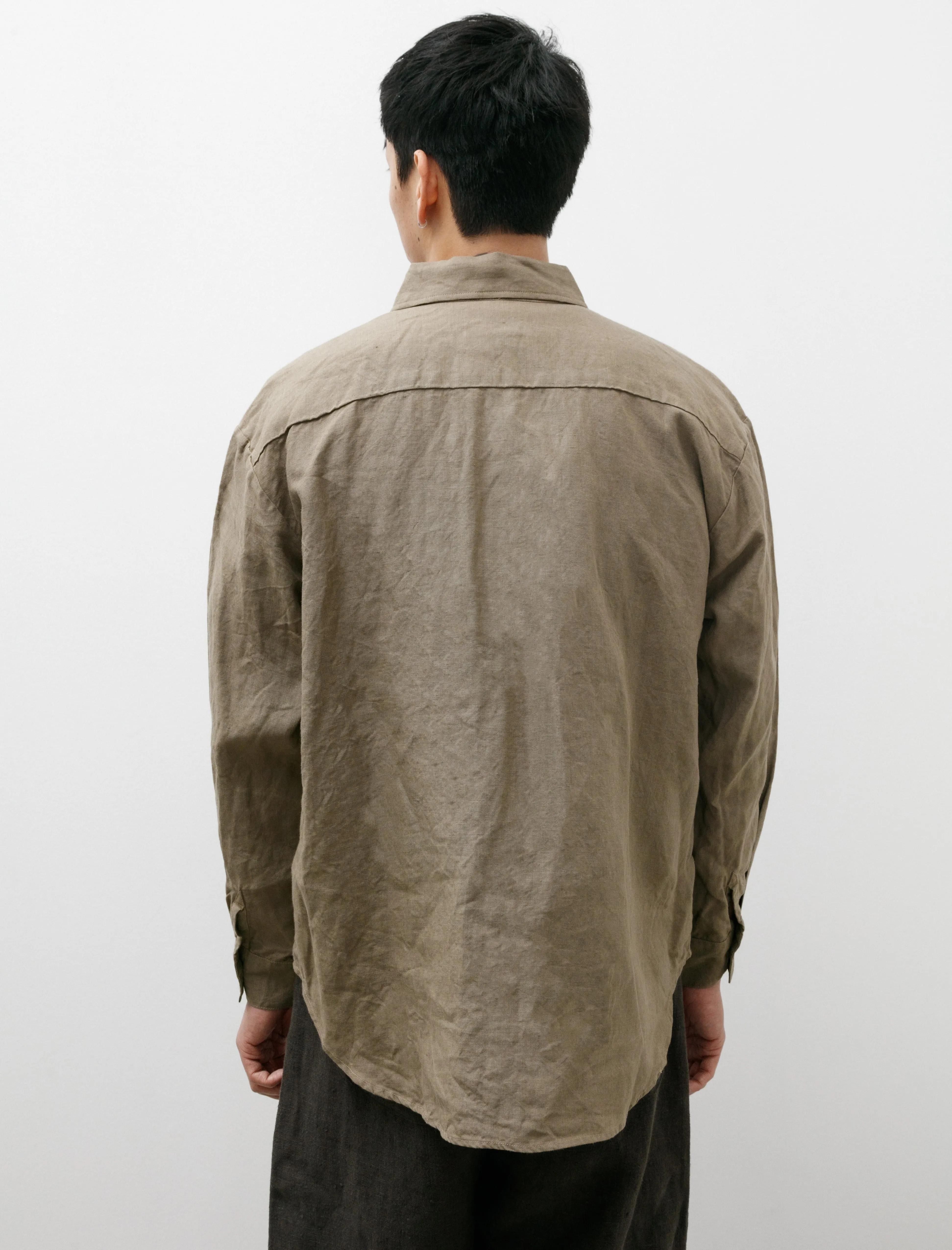 Big Shirt Tumbled Linen Dark Beige