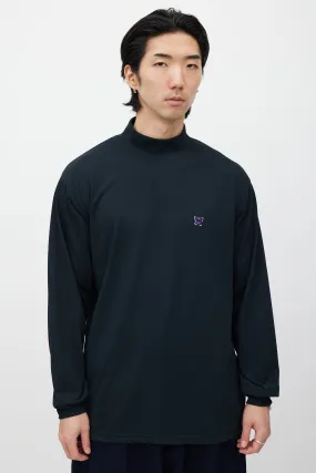 Black & Purple Embroidered Turtleneck