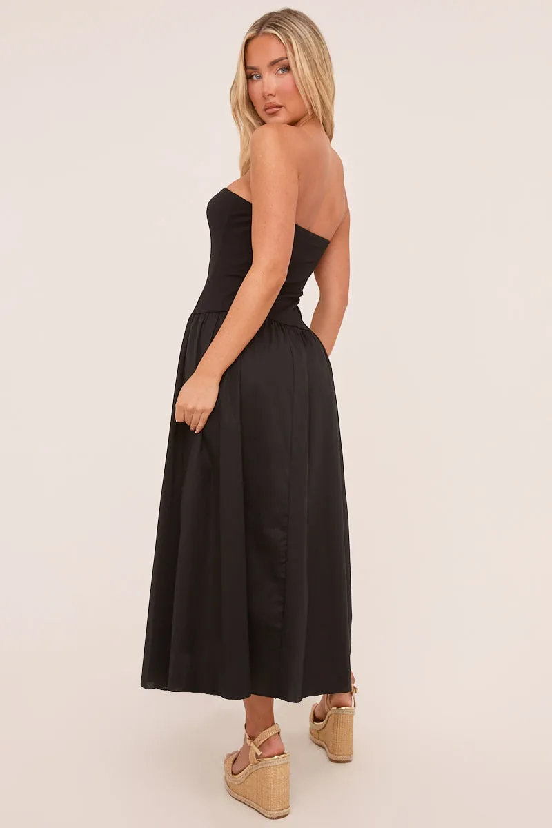 Black Bandeau Drop Waist Maxi Dress - Jillian