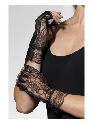 Black Fingerless Lace Gloves