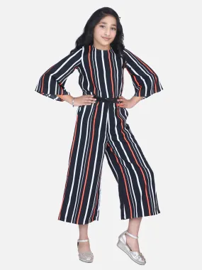 Black Neon Stripe Sequin Flared Jumpsuit