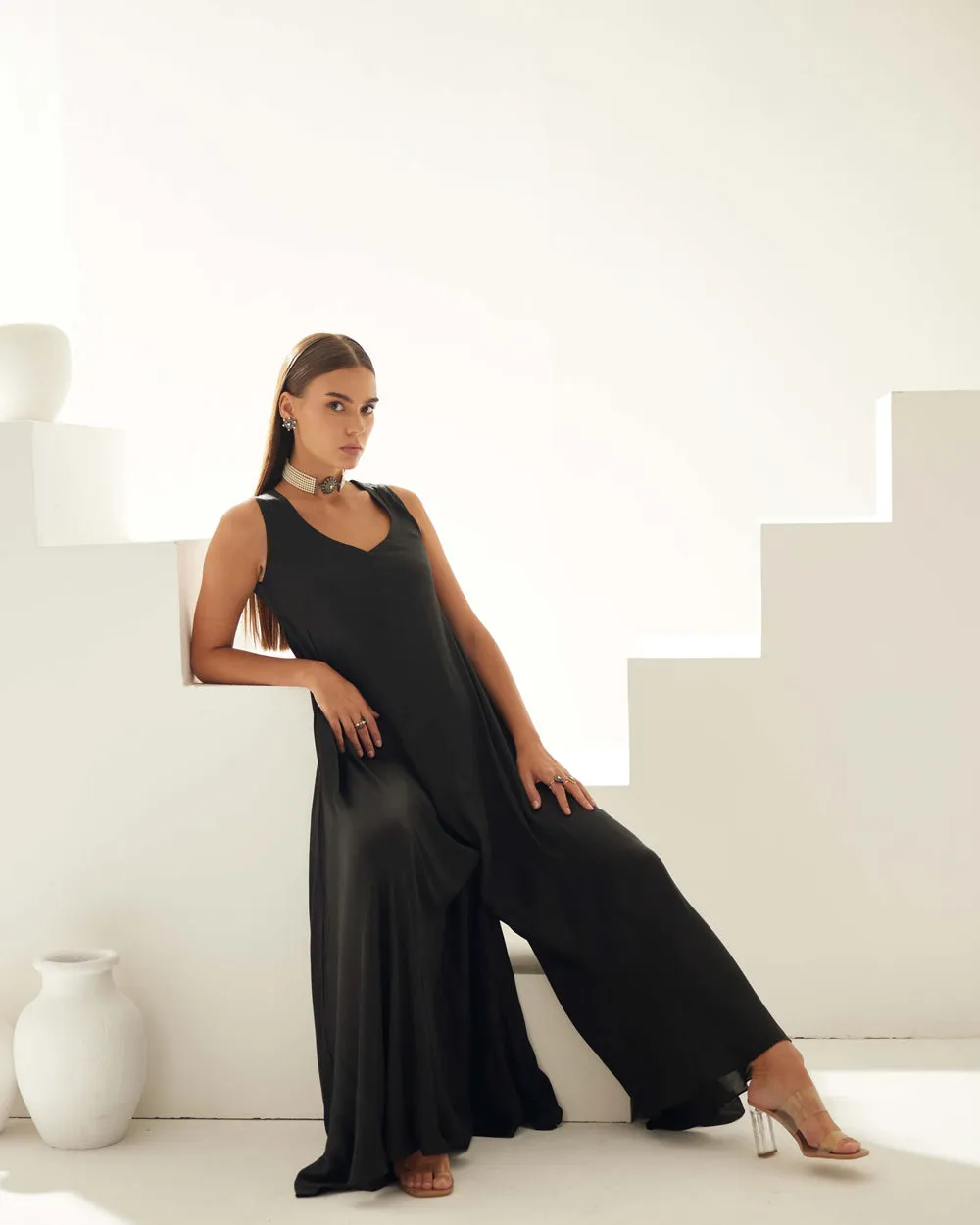 Black Sleeveless Jumpsuit