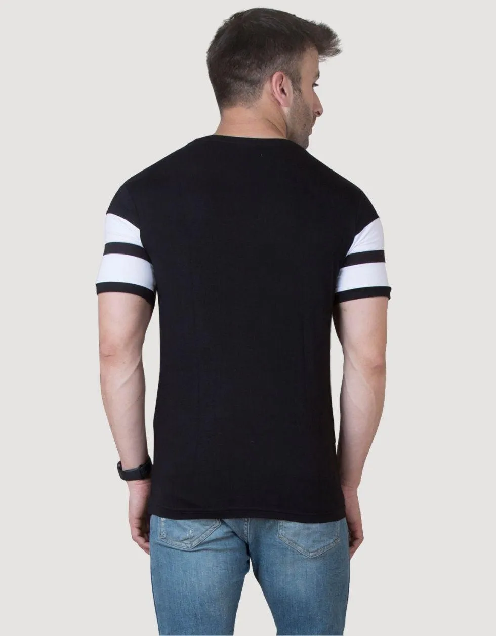 Black striped crew neck Tee