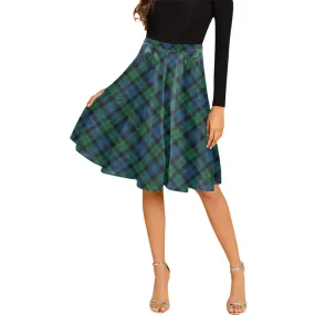 Black Watch Ancient Tartan Melete Pleated Midi Skirt