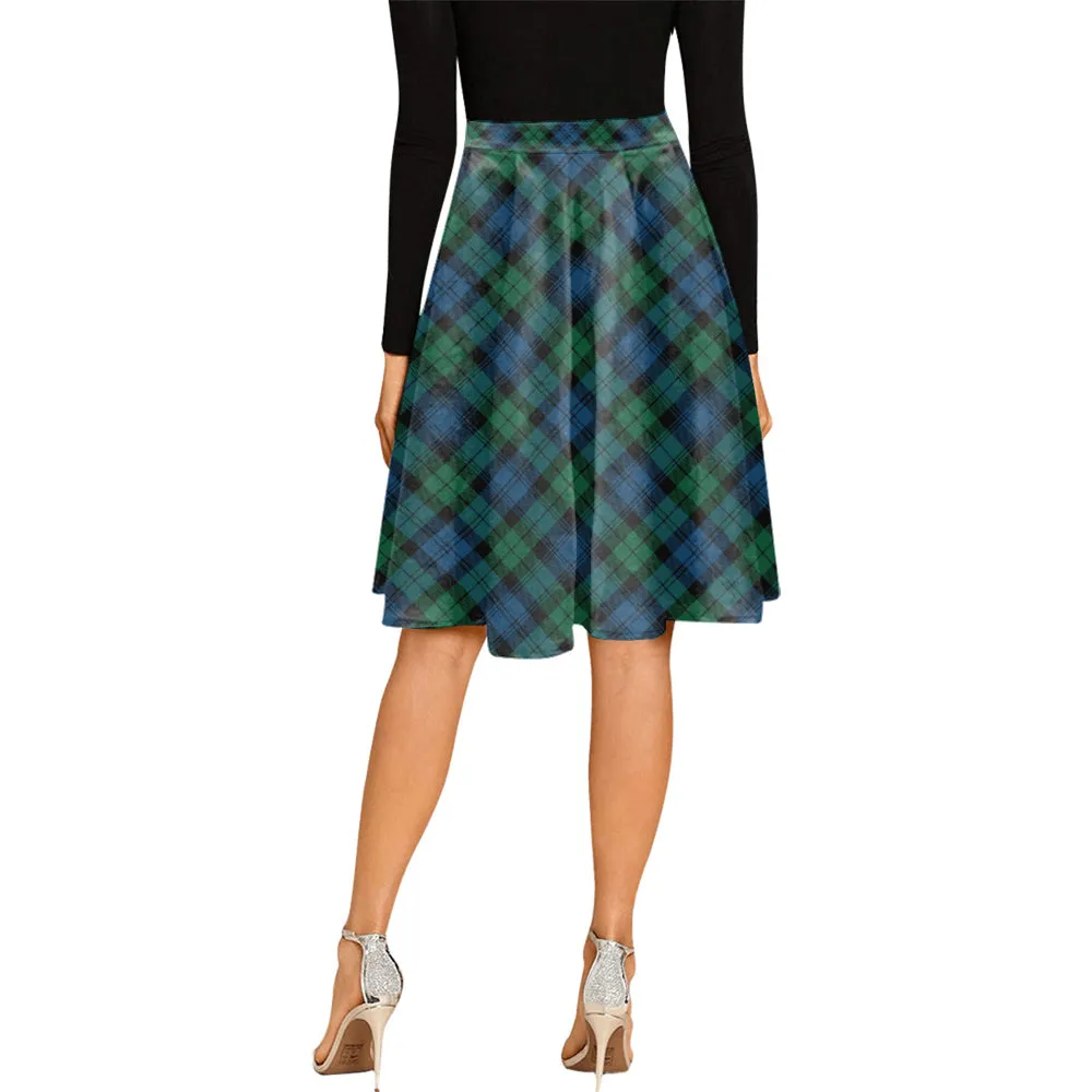 Black Watch Ancient Tartan Melete Pleated Midi Skirt