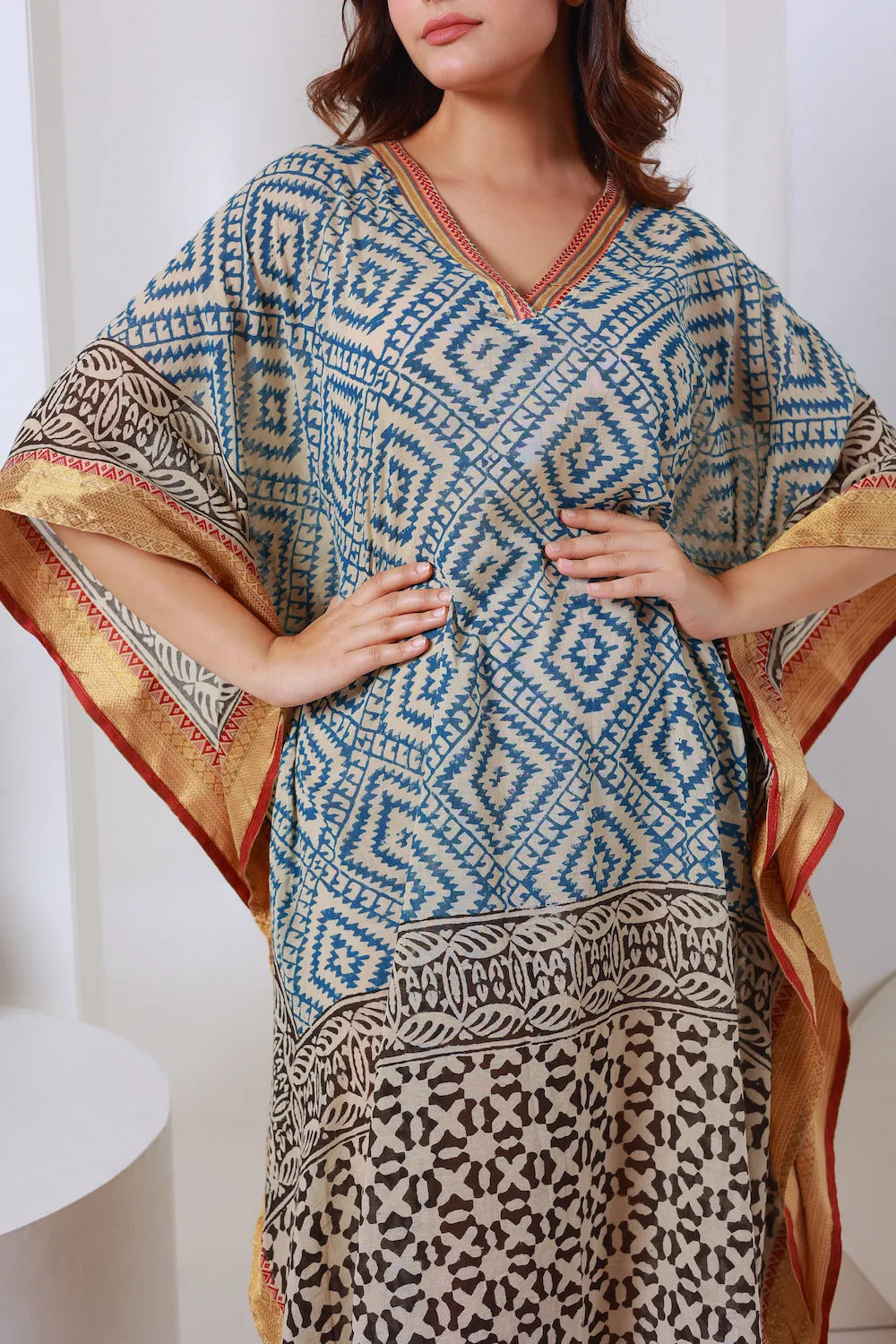 Block-Printed Zari Kaftan