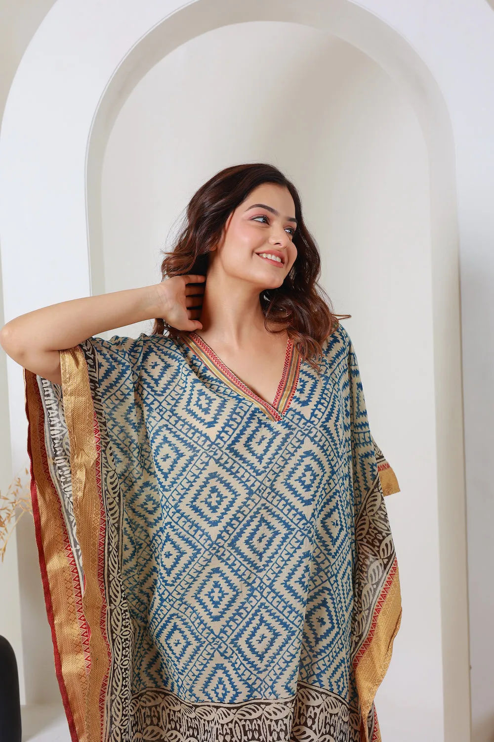 Block-Printed Zari Kaftan