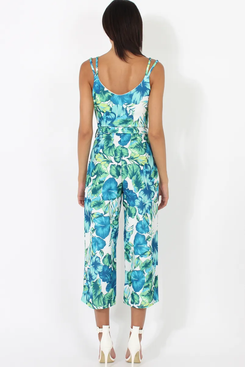 Blue & Green Floral Print Jumpsuit - Anaya