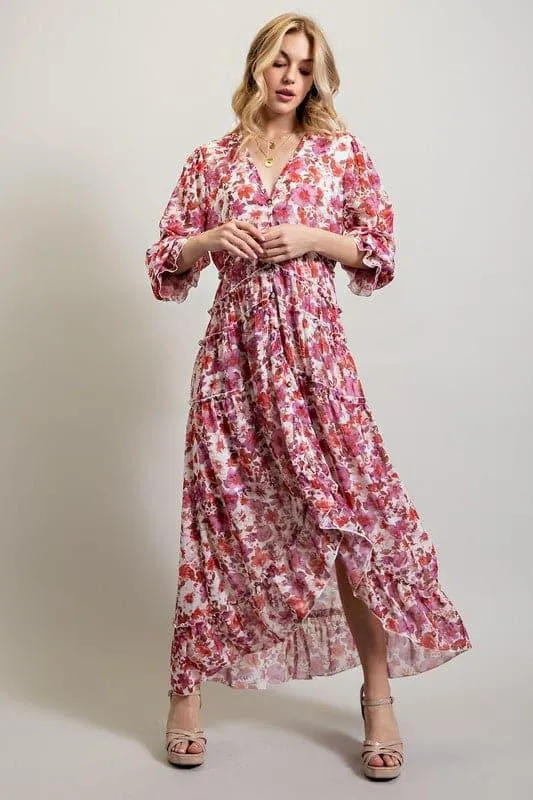 Bohemian Floral High and Low Maxi Dress