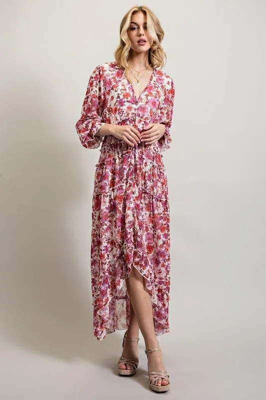 Bohemian Floral High and Low Maxi Dress