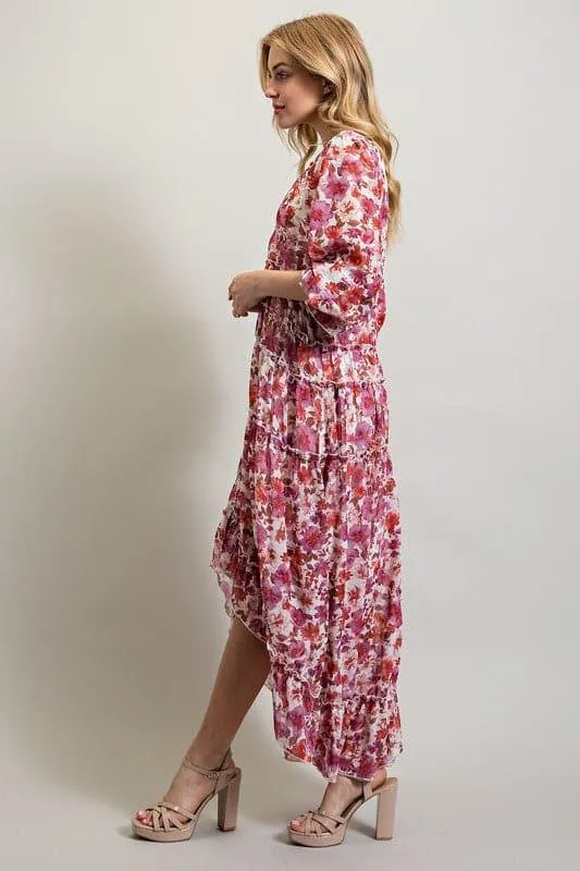 Bohemian Floral High and Low Maxi Dress