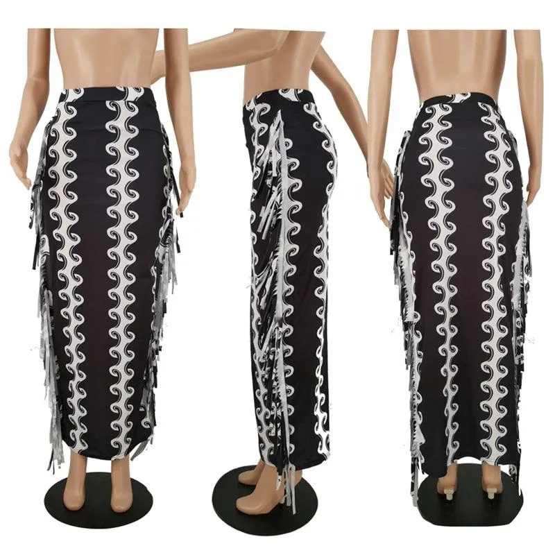 Bold Vintage Print Pencil Skirt