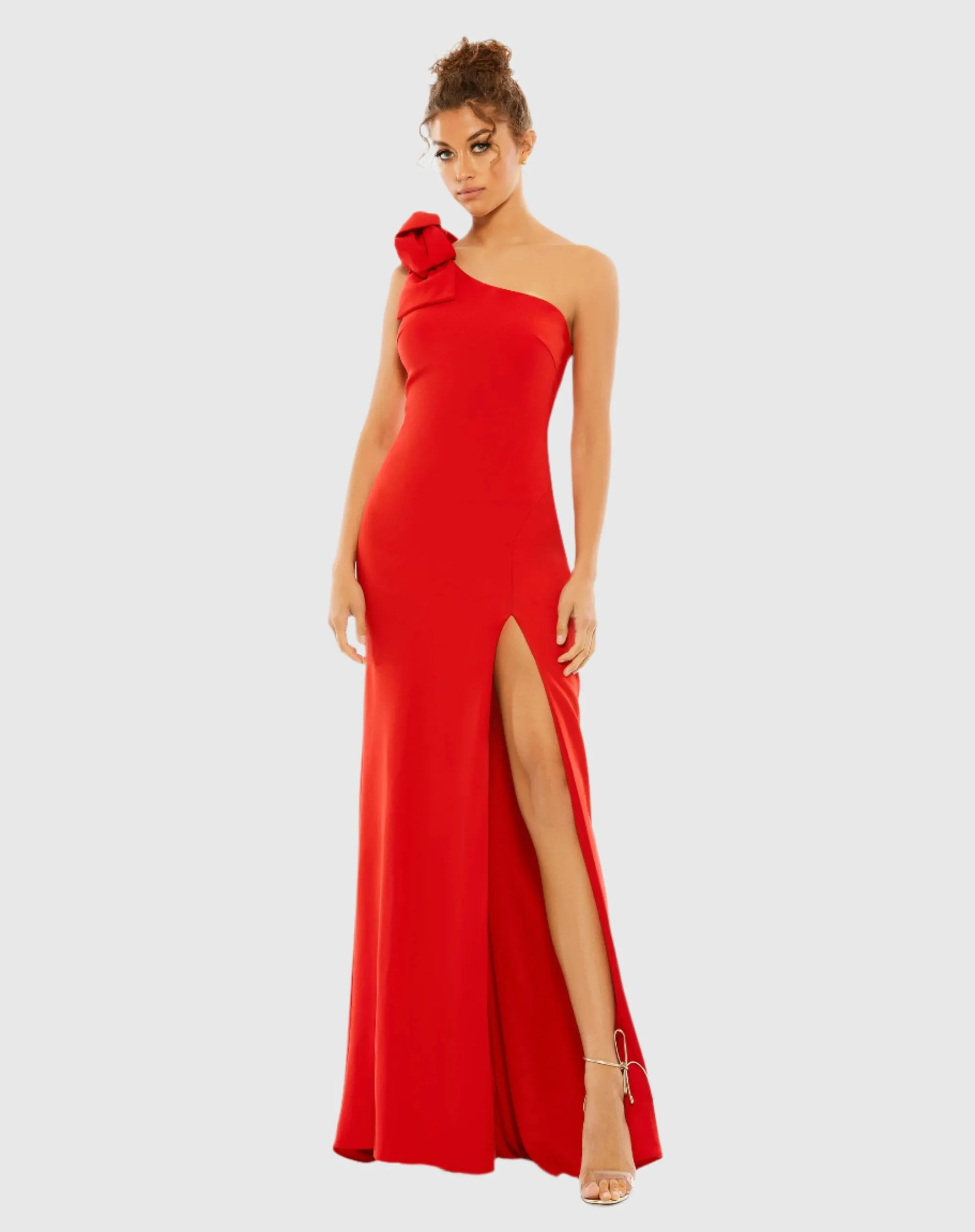 Bow One Shoulder Evening Gown