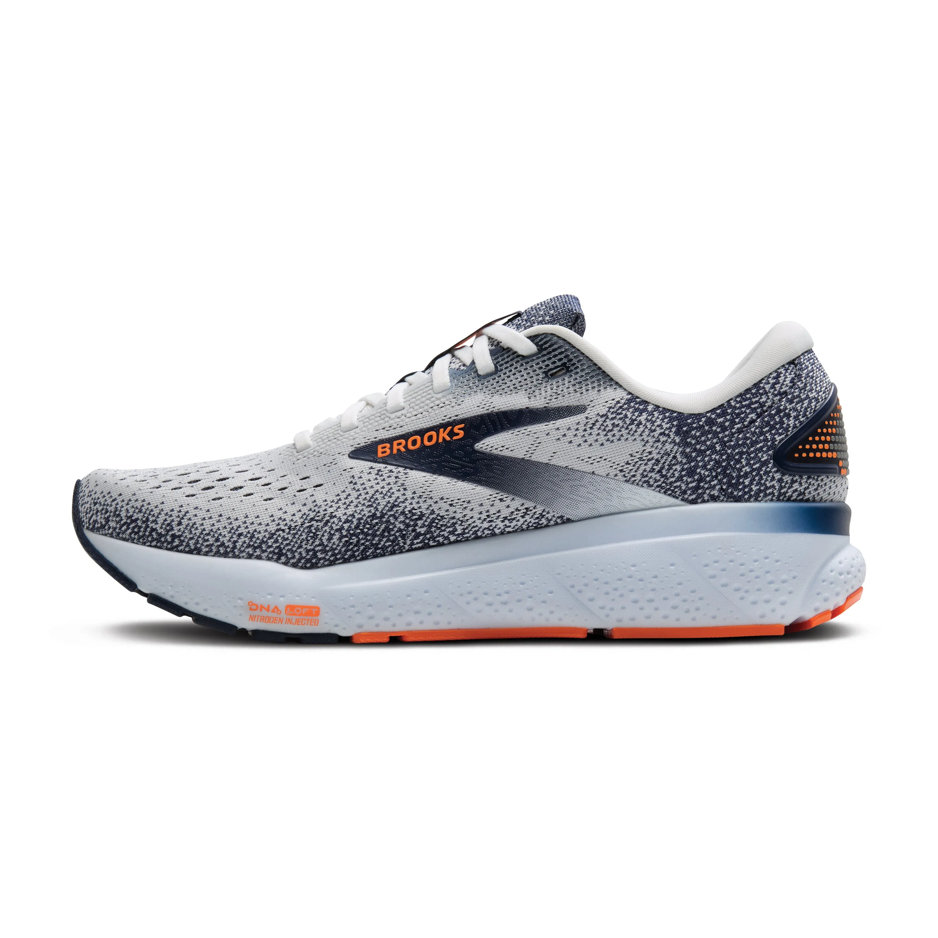 Brooks Ghost 16 Men's- White/Peacoat/Orange