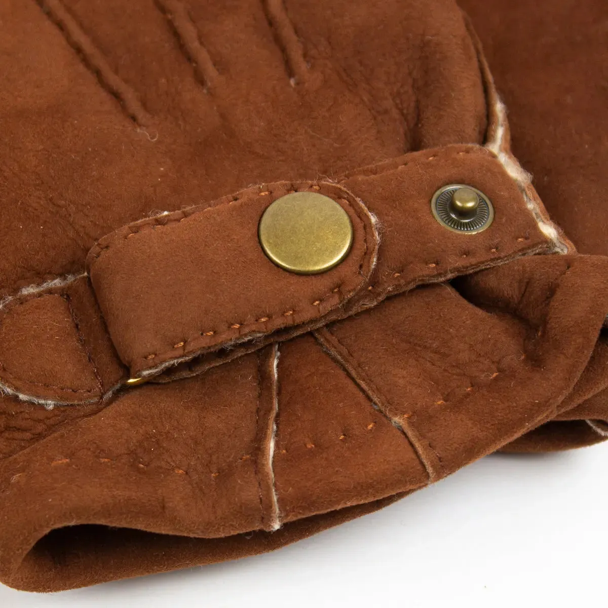 Brown Lambskin Leather Wool Lined Gloves