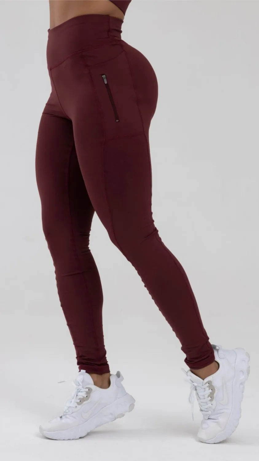 Burgandy Athletic Wear Workout Set 2 Pieces Legging and top