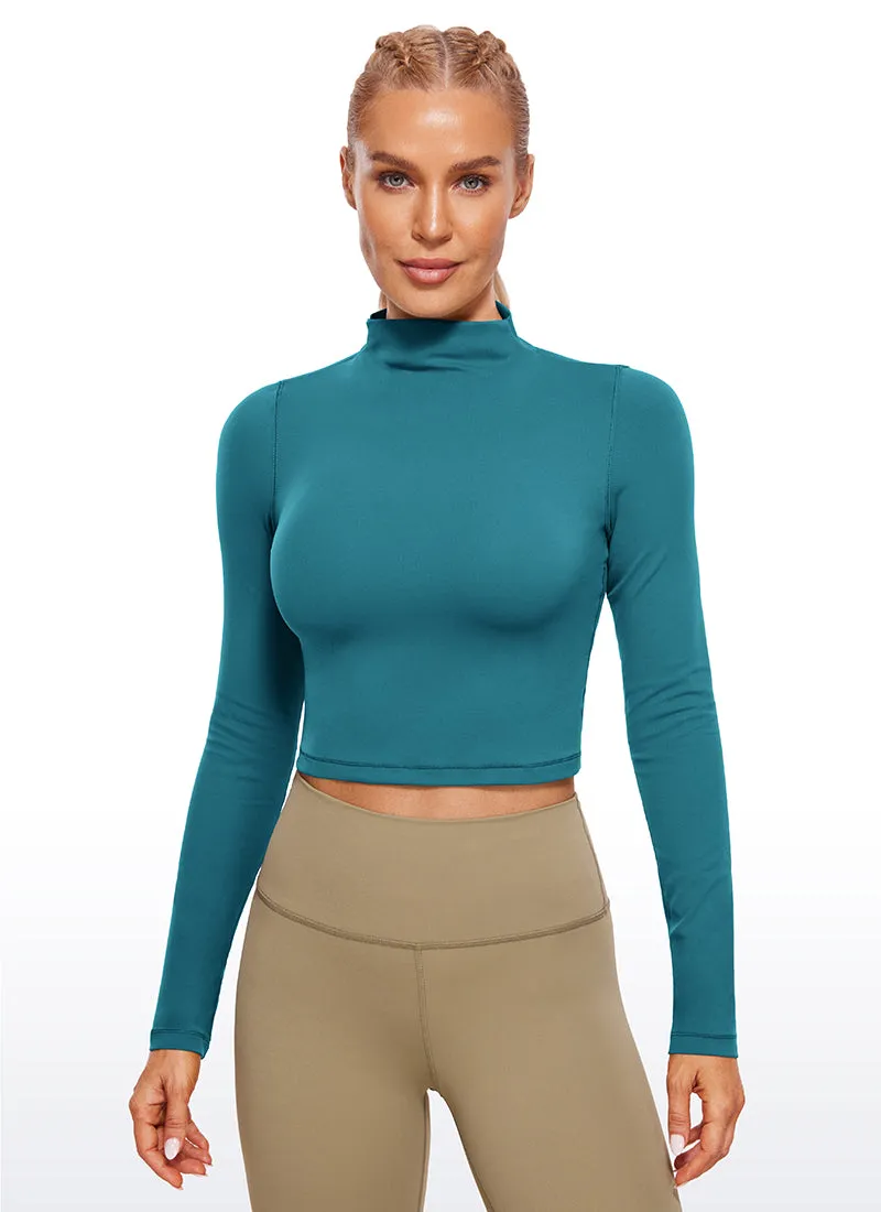 Butterluxe Mock Turtleneck Cropped Long Sleeves