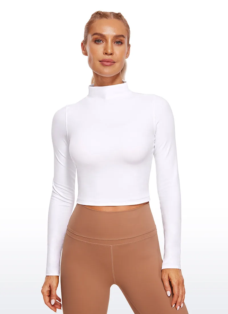 Butterluxe Mock Turtleneck Cropped Long Sleeves