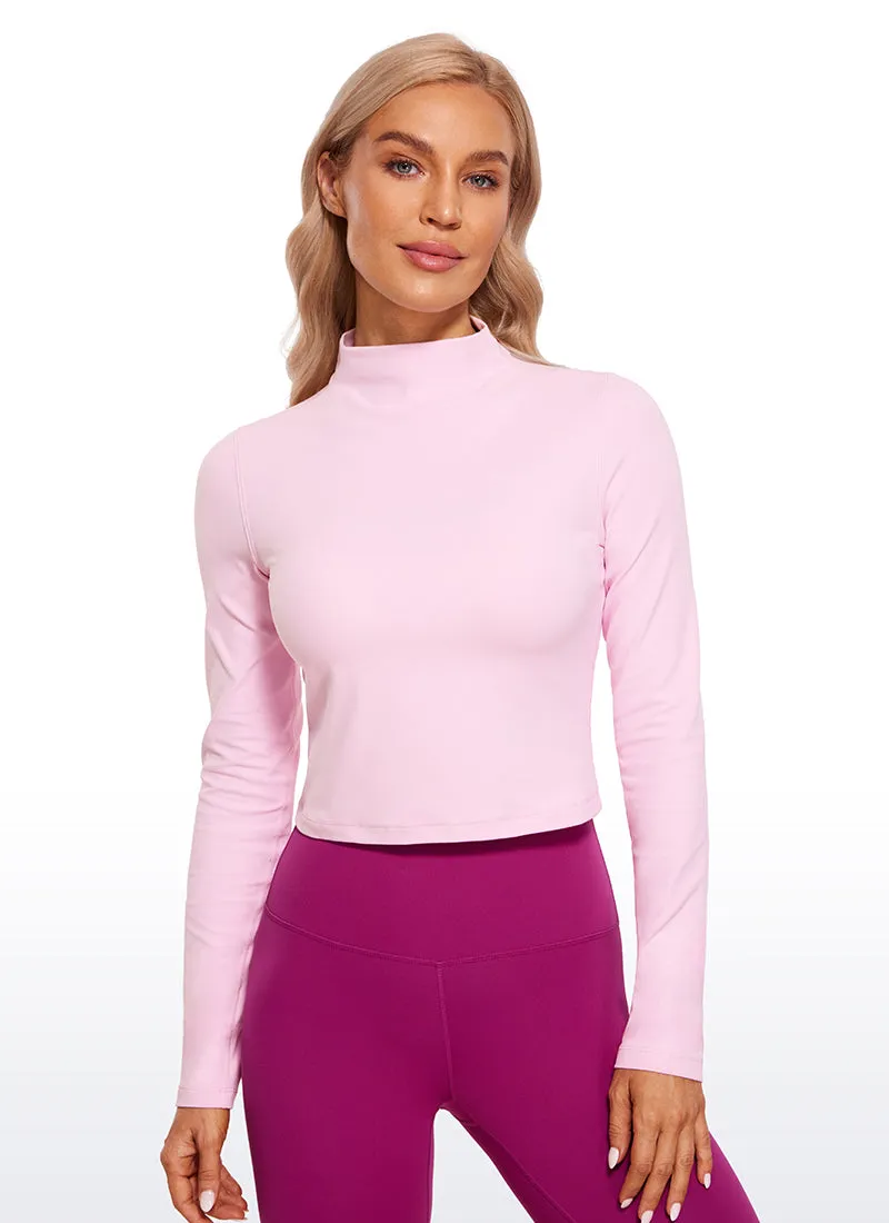 Butterluxe Mock Turtleneck Cropped Long Sleeves