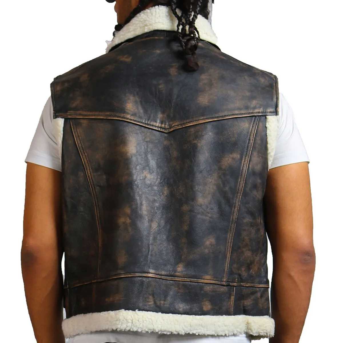 Buy Best Style Genuine Brown Leather Vest with Fur Lining – Rfx Leather