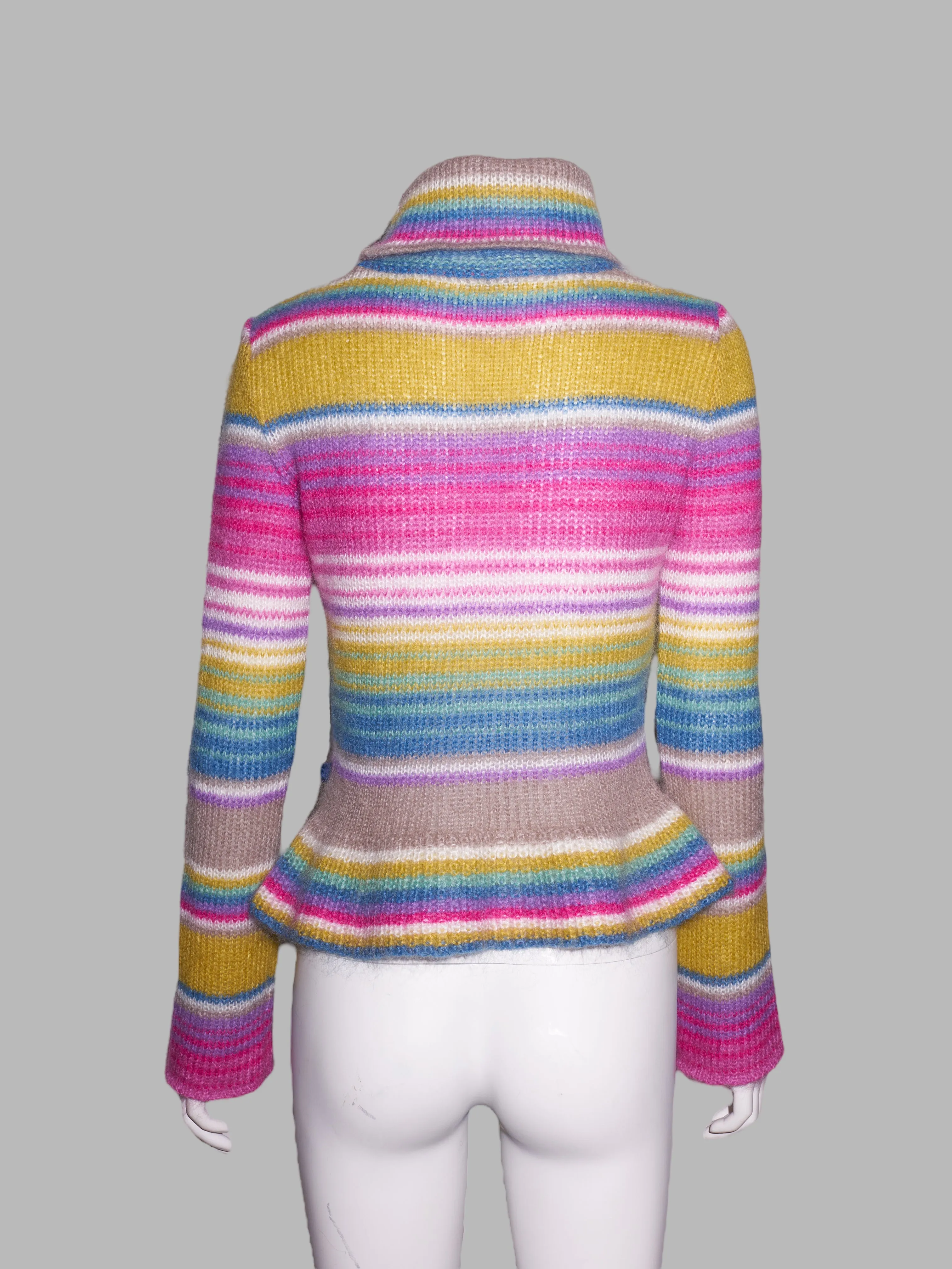 Byblos Blu 1990s multicolour striped mohair turtleneck jumper - sz 40