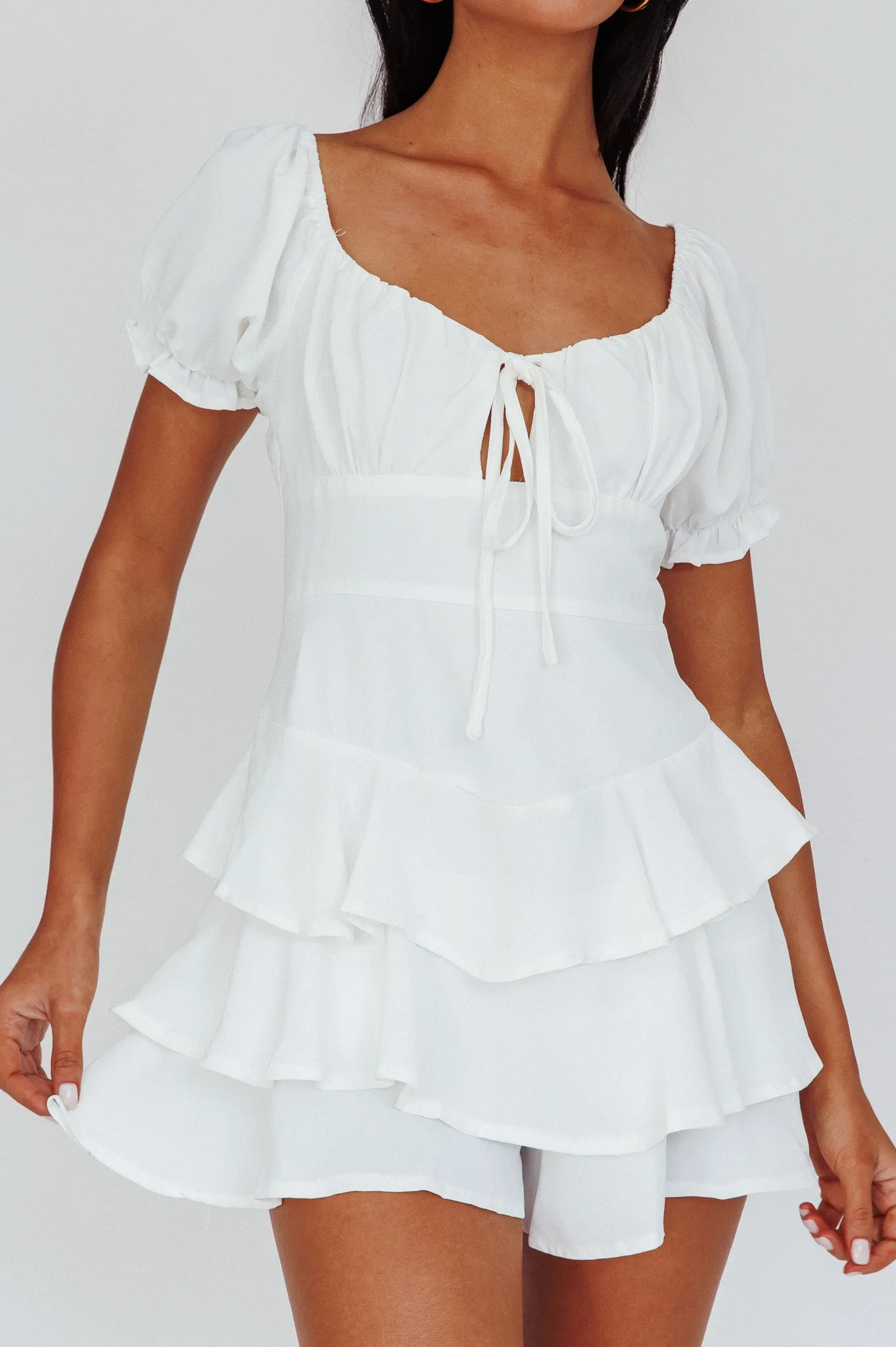 Cady Layered Ruffle Mini Dress Off White