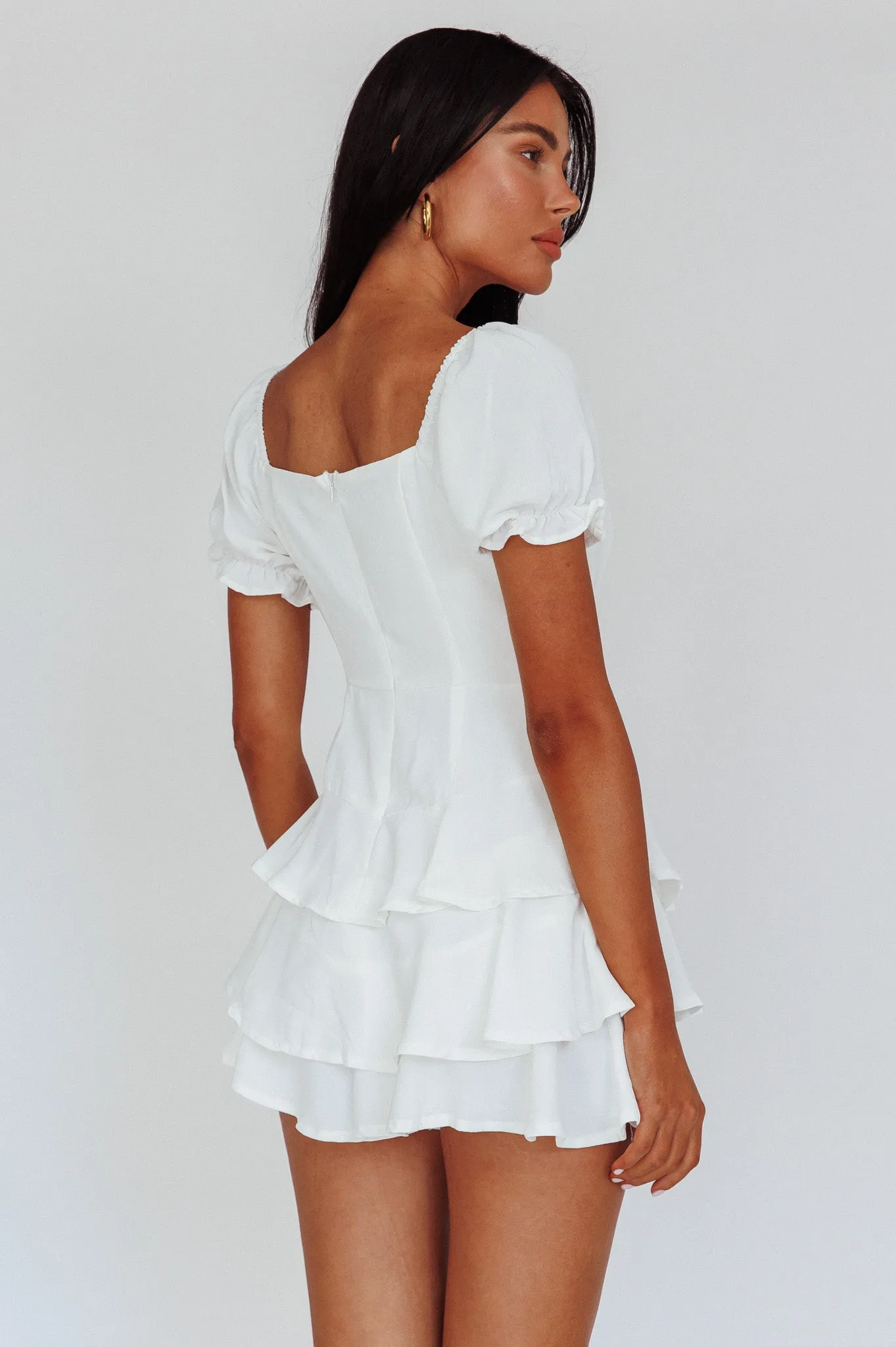 Cady Layered Ruffle Mini Dress Off White