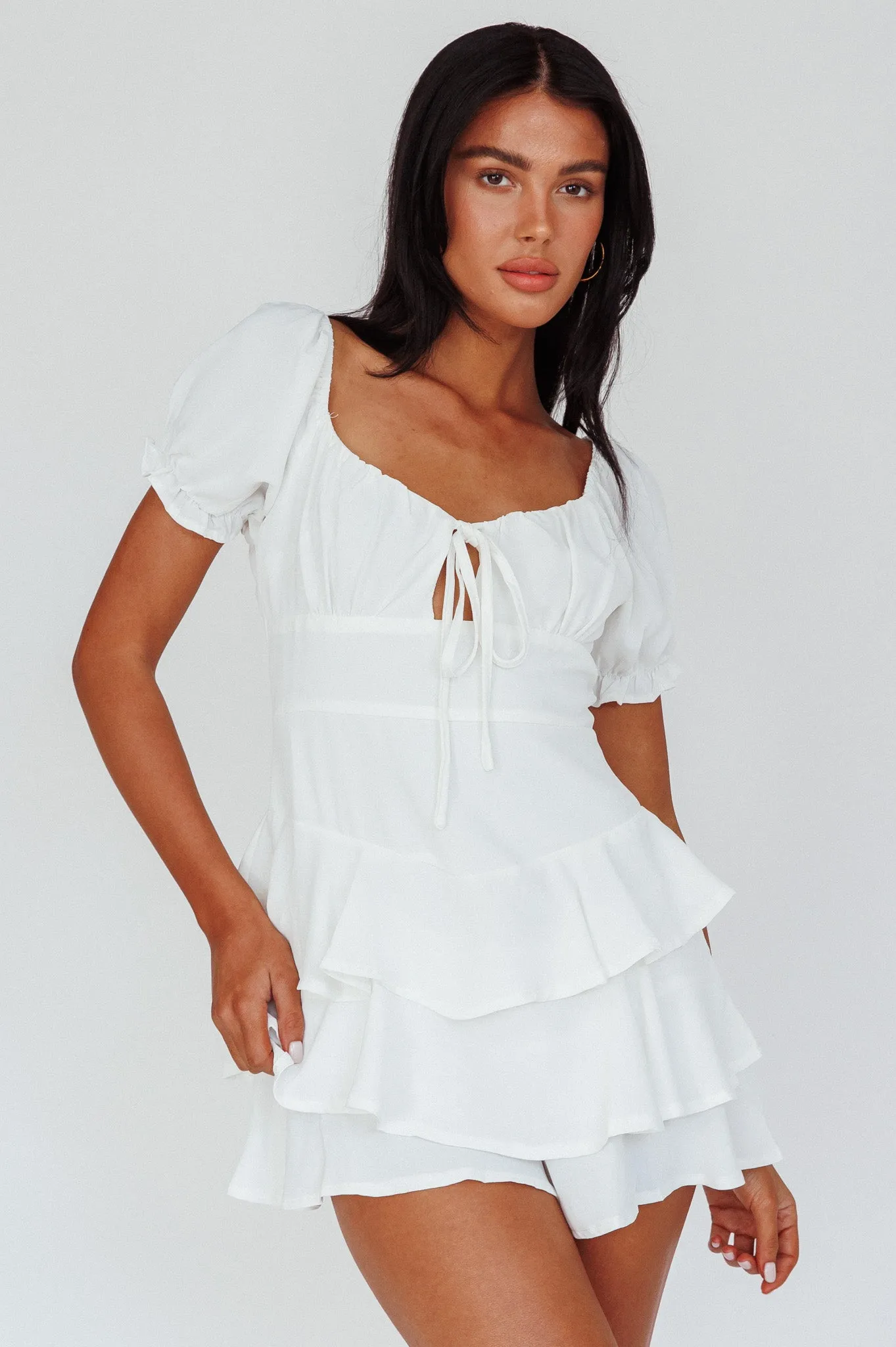 Cady Layered Ruffle Mini Dress Off White