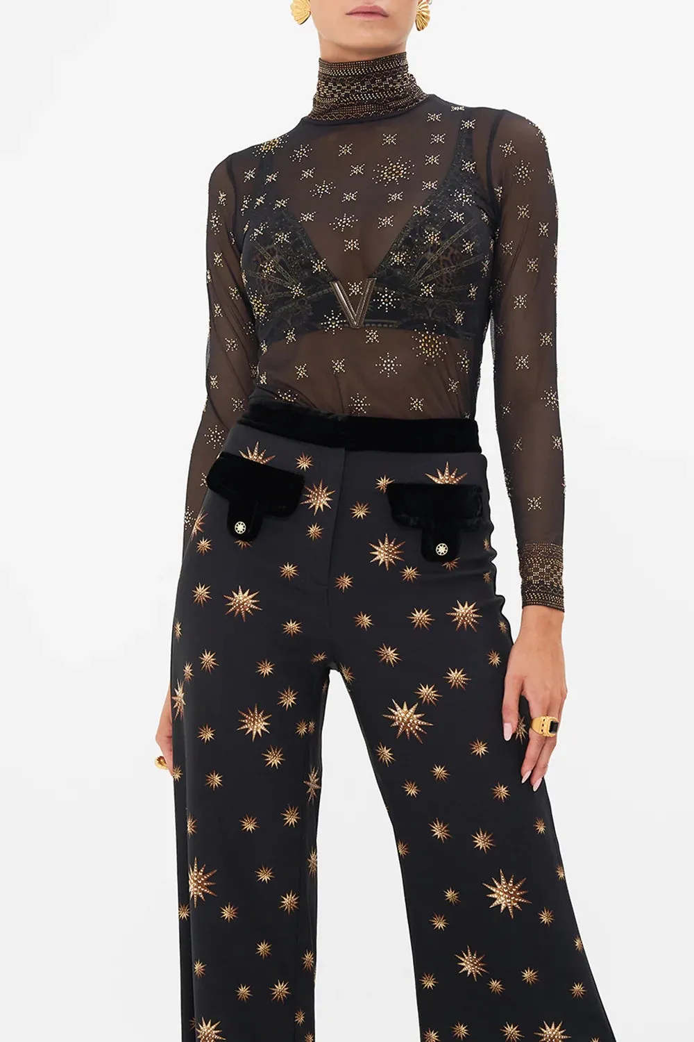 CAMILLA SOUL OF A STAR GAZER MESH TURTLENECK