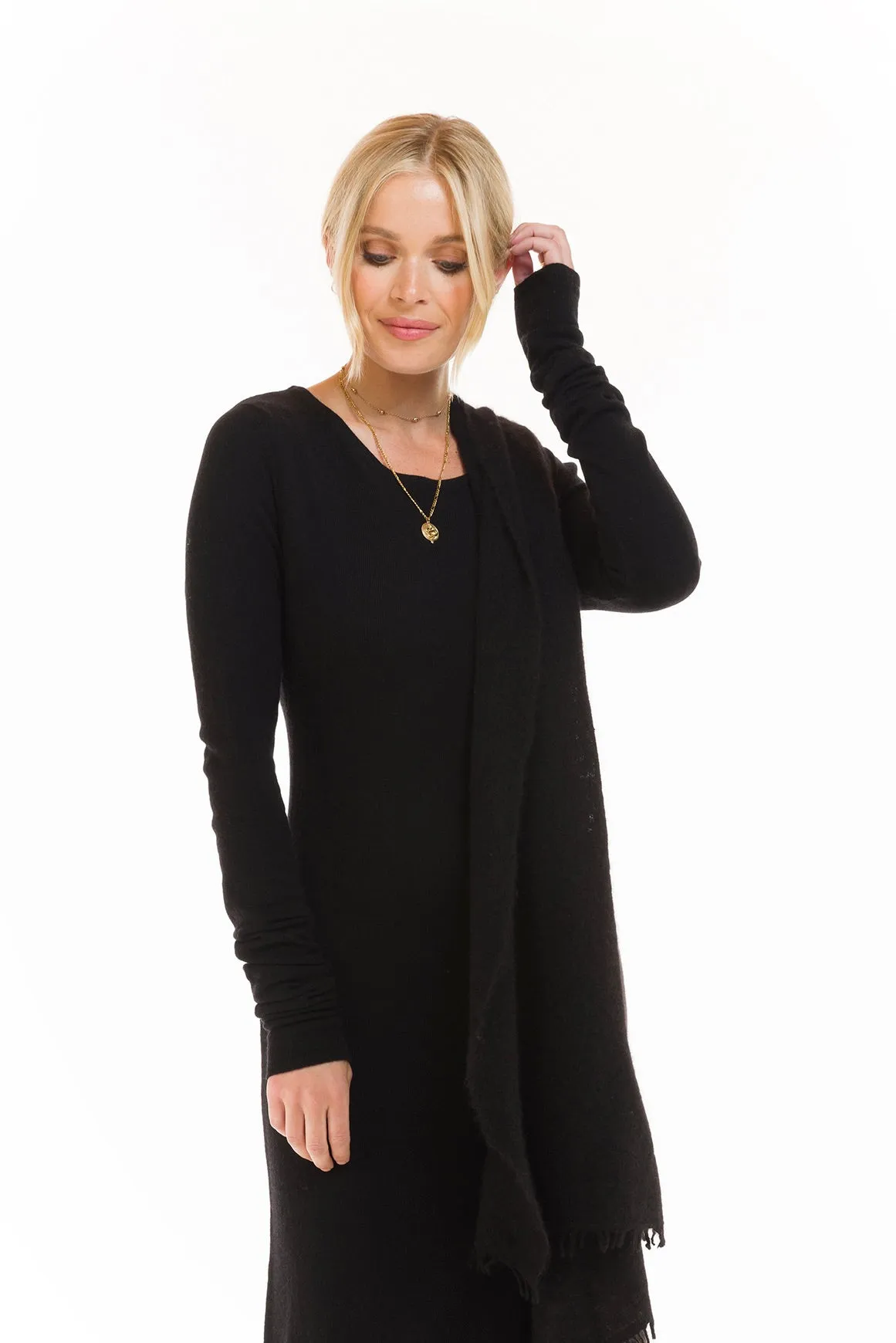 CASHMERE MAXI FITTED DRESS BLACK