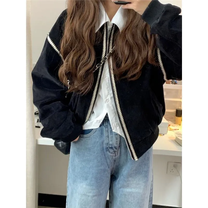 Casual Cropped Fleece Jacket