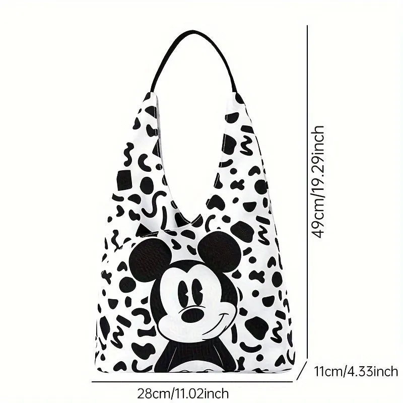 Charming Disney Character Nylon Shoulder Bag - Durable & Lightweight, Mickey & Lotso Cartoon Underarm Tote - Perfect for Day Trips & Casual Outings