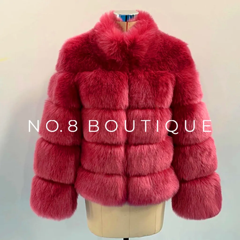 Chelsea Faux Fur Coat with Collar