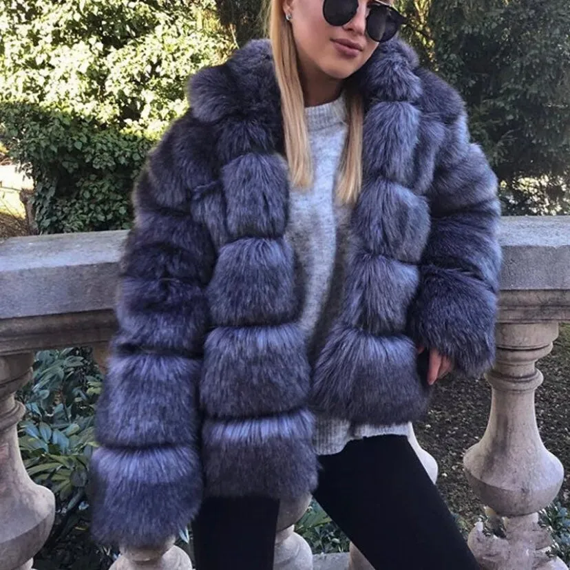 Chelsea Faux Fur Coat with Collar