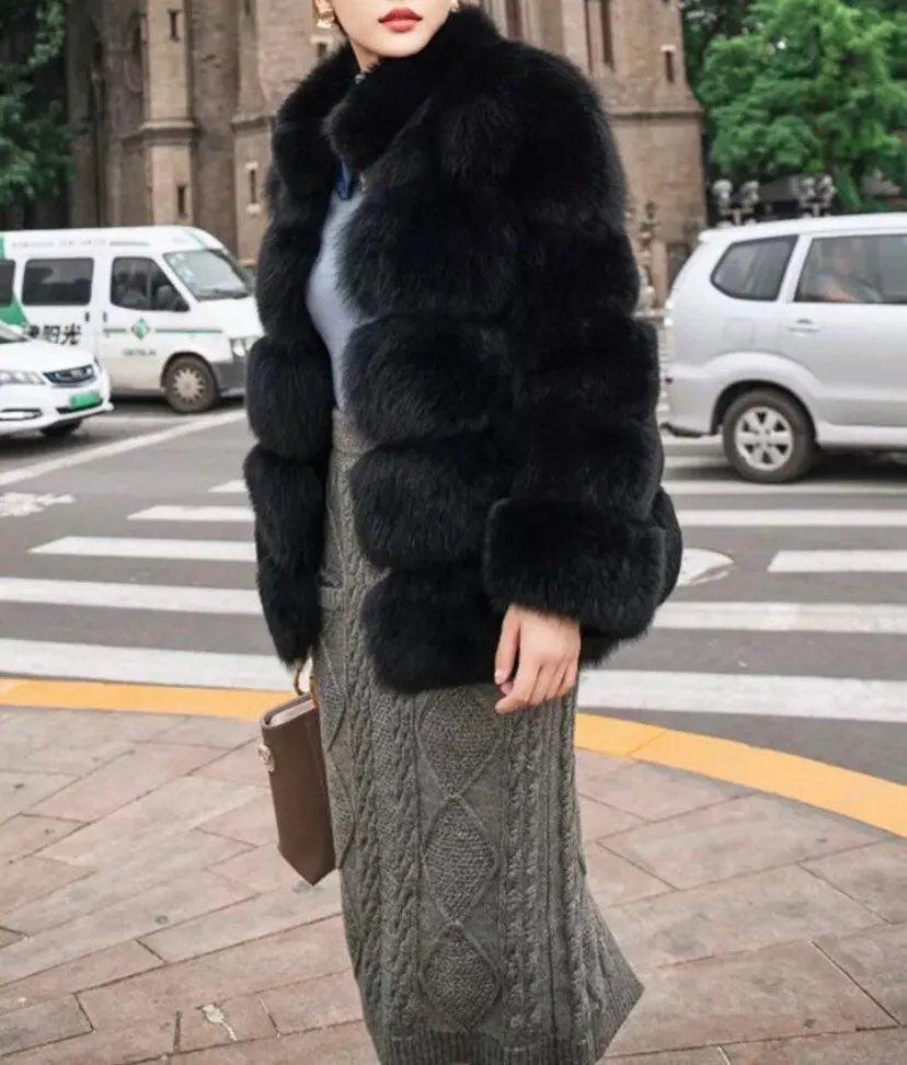 Chelsea Faux Fur Coat with Collar