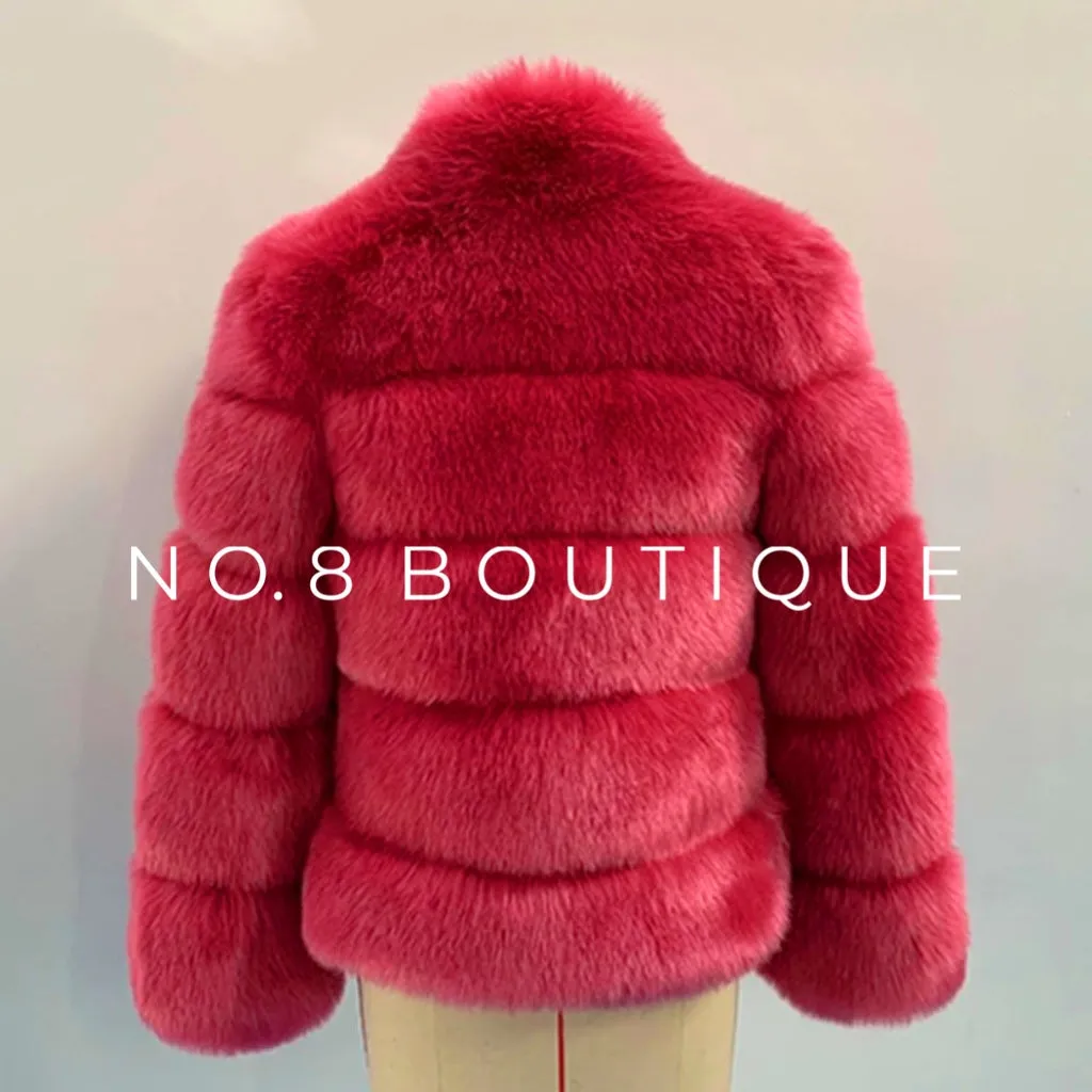 Chelsea Faux Fur Coat with Collar