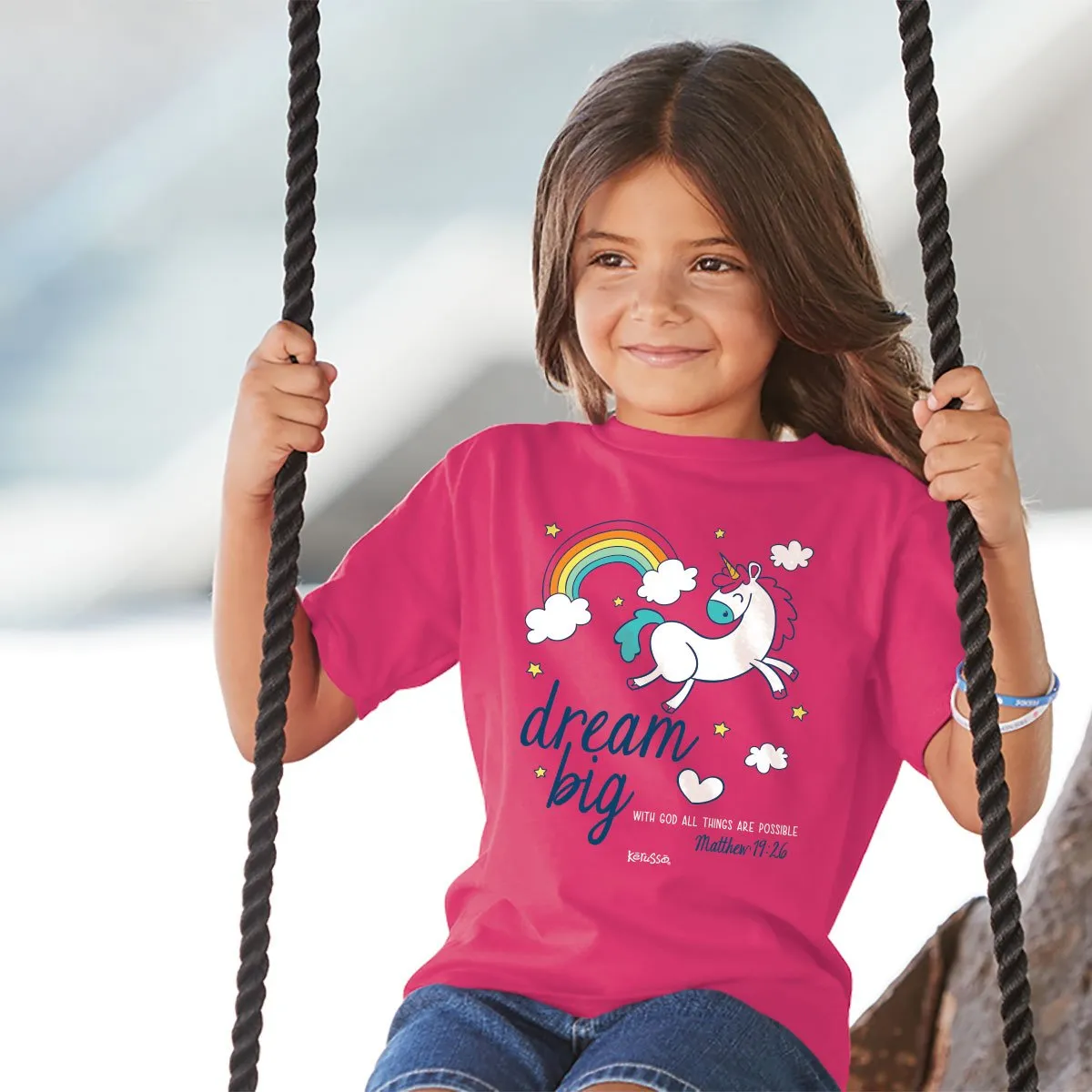 Cherished Girl Dream Big Unicorn Christian Toddler Youth T-Shirt