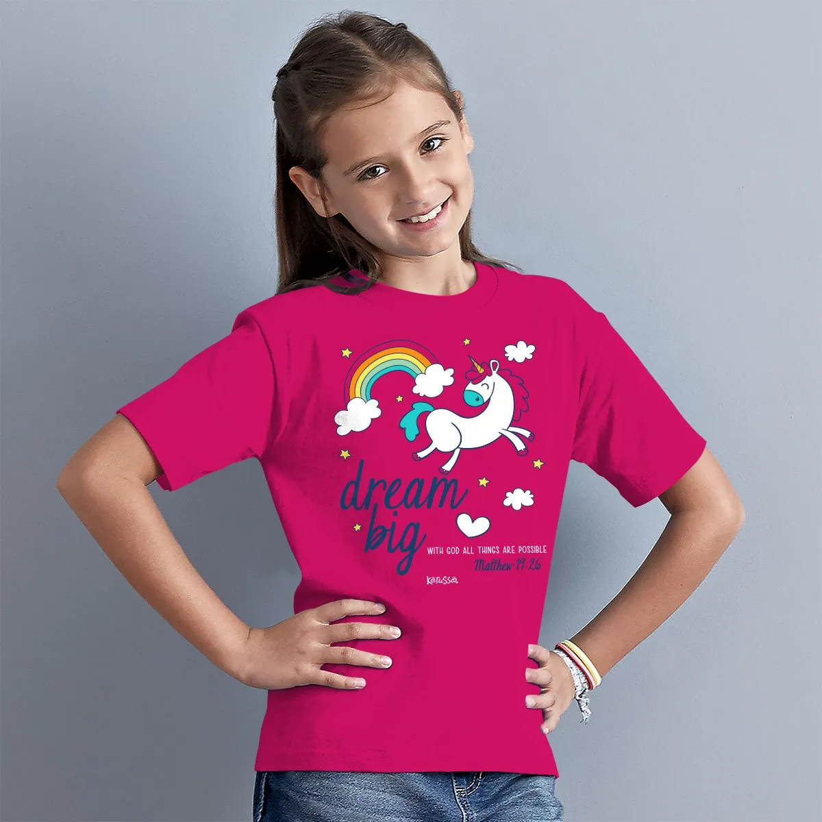 Cherished Girl Dream Big Unicorn Christian Toddler Youth T-Shirt