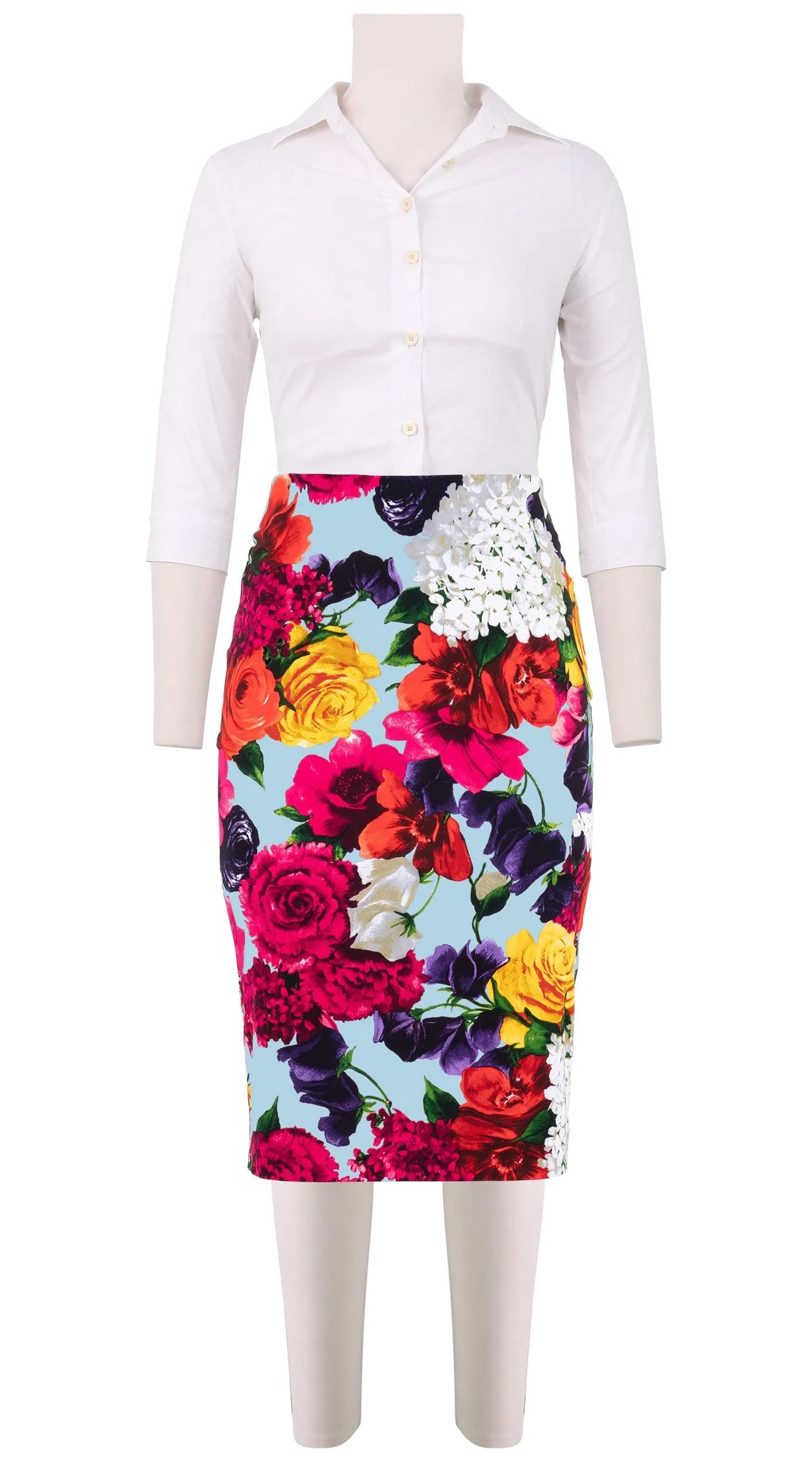 Chloe Skirt Cotton Stretch (Zinnia Flower)