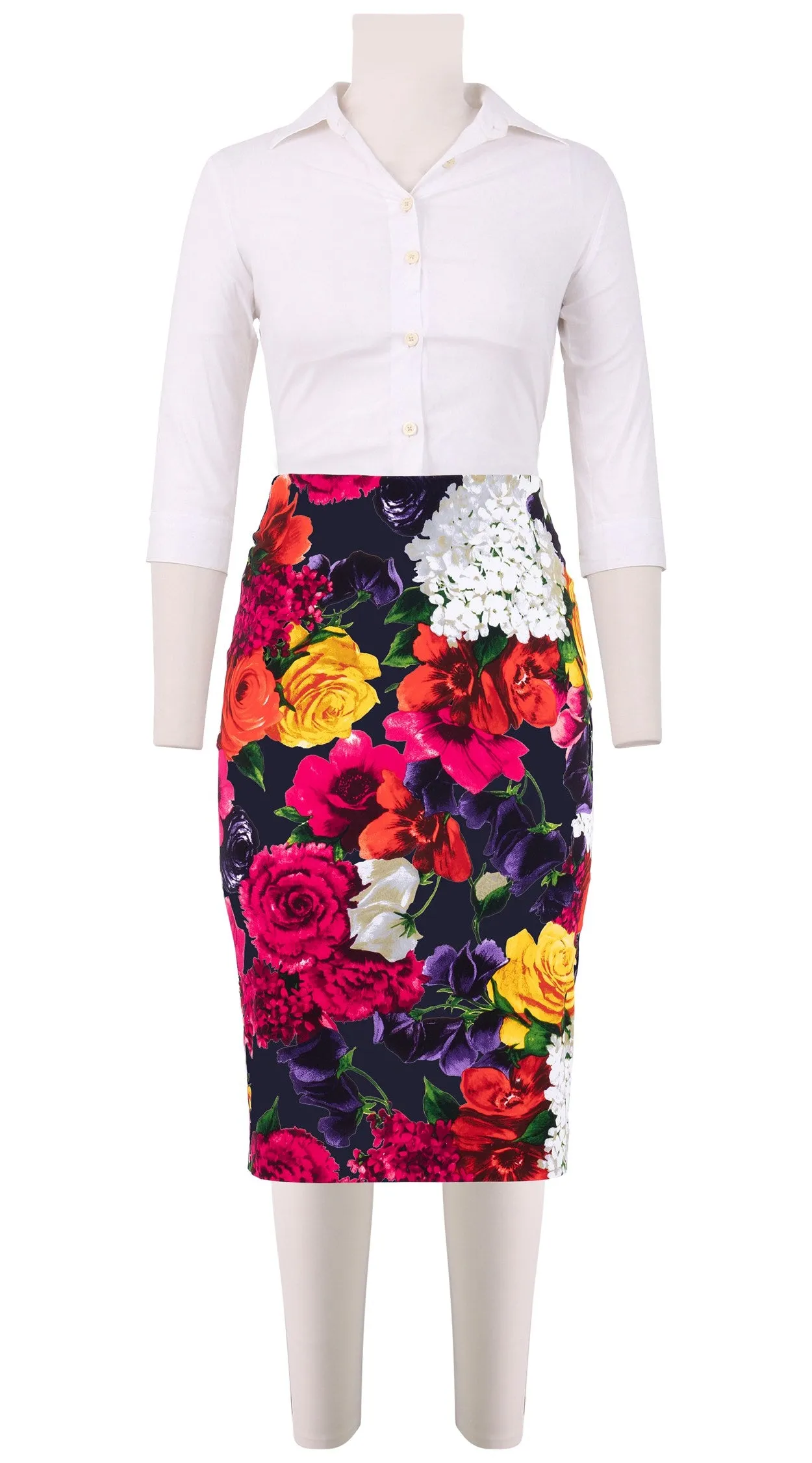 Chloe Skirt Cotton Stretch (Zinnia Flower)