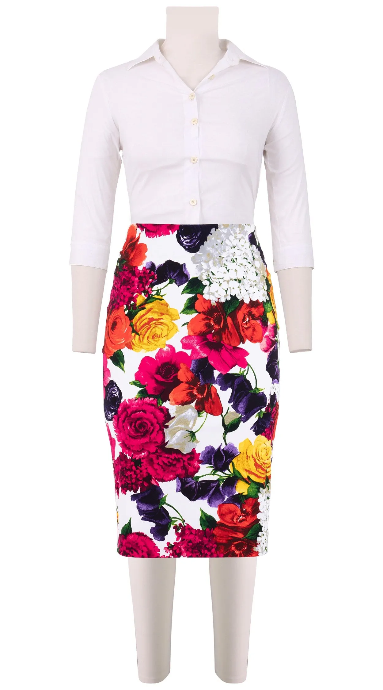 Chloe Skirt Cotton Stretch (Zinnia Flower)