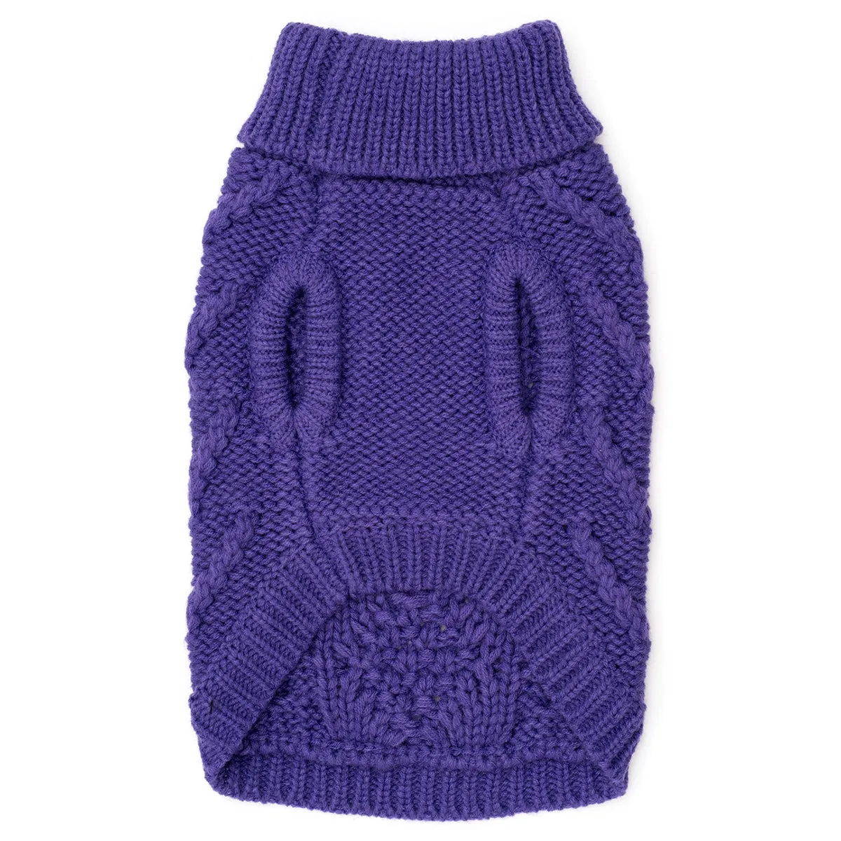 Chunky Knit Turtleneck Dog Sweater Purple