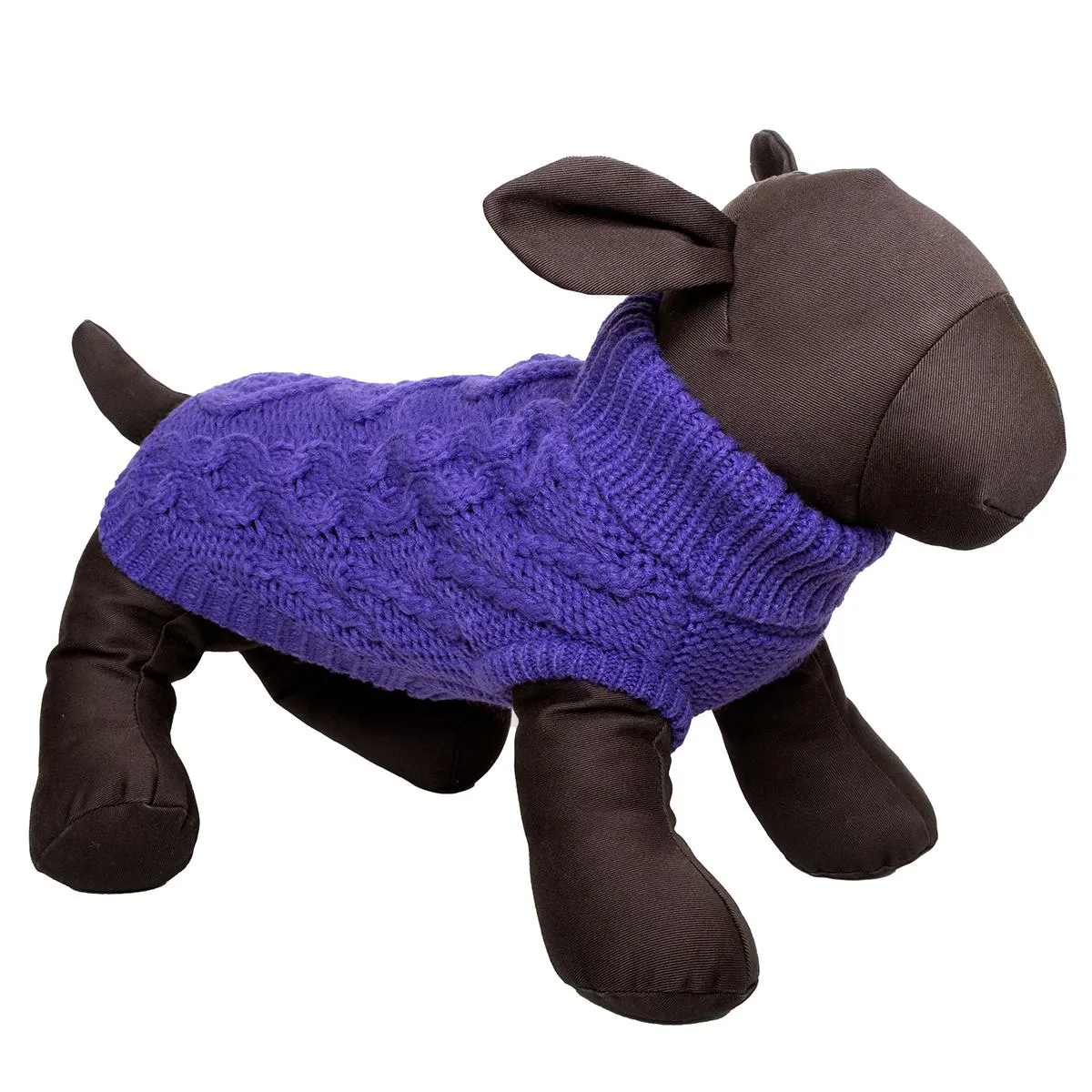 Chunky Knit Turtleneck Dog Sweater Purple