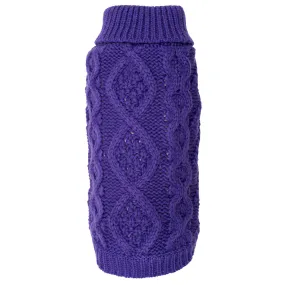 Chunky Knit Turtleneck Dog Sweater Purple