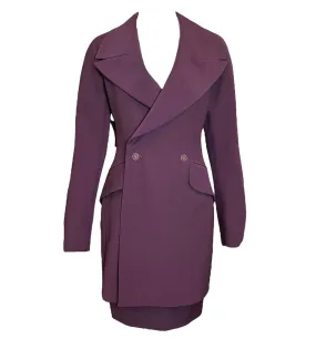 Claude Montana 1990s Eggplant Colored Skirt Suit, New/Old