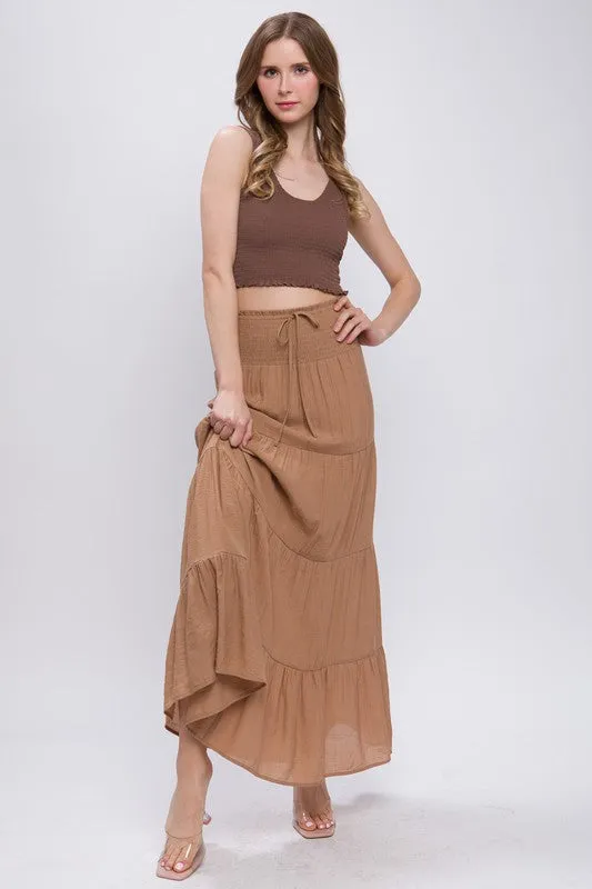 Clay Smocked Maxi Skirt